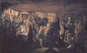 Vassily Maximov Arrival of a Sorcere at a Peasant Wedding oil on canvas